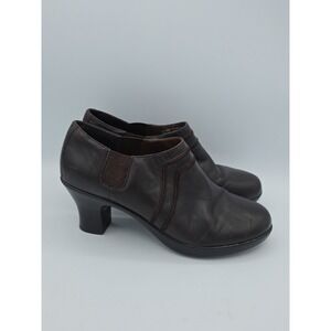 Dansko Chocolate Brown Leather Ankle Boot Pull On Square Heel Women's 40